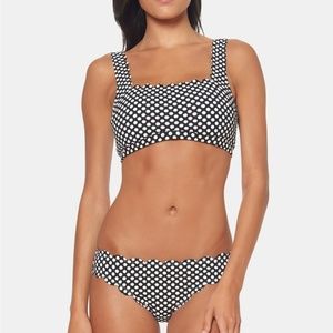 Jessica Simpson black textured polka dot bikini